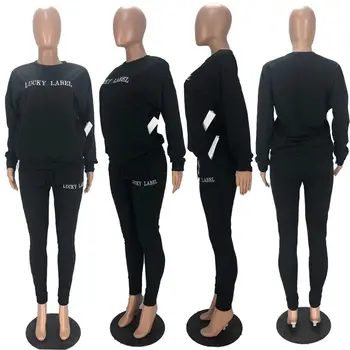 ZOOEFFBB Estetinės Pasisekė Etiketės Tracksuit 2 dalių Komplektas Long Sleeve Top + Sweatpants Žiemos Drabužių Moterims Ištaigingas Dėvėti Atitikimo Rinkiniai