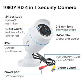 ZOSI 1080P TVI HAINAUT Analoginis CCTV Vaizdo Home Security Nightvision Vandeniui Bullet Kameros Stebėjimo Sistema, DVR Rinkiniai videcam