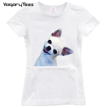 Čihuahua Grožio print T-Shirt vasaros mielos moterys T-Shirt juokingas šuo dizaino Mergina Viršūnes mados atsitiktinis Tees ponios marškinėliai