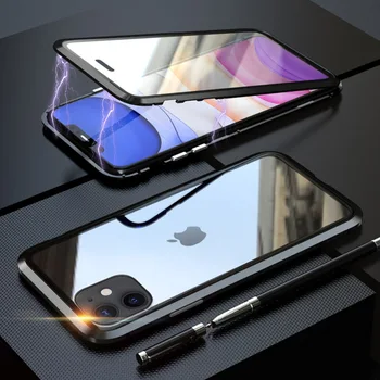 Įmontuotas Magnetinio Atveju Stiklas, Magnetas Adsorbcijos Atveju iPhone, 11 Pro Max Priekinio ir Galinio Stiklo danga 