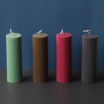 Įvairių Akrilo Plastiko Žvakių Liejimo Formos Klasikinės Dryžuotas Romos Skiltis Dizaino Formos Žvakė Silikono Formos Žvakė Priėmimo Parafino