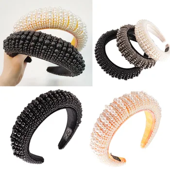 Įvairių Rankų darbo Prabangūs Tinklelio Perlą, Lankelis su Paminkštinimu Baroko Hairband Moterų Šalis Elegantiškas Plaukų Aksesuarai