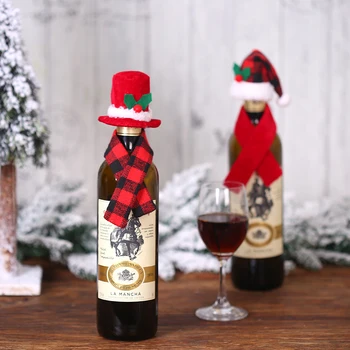 Šalikas Hat-Dviejų dalių kostiumėlį Raudono Vyno Butelis Set/Kalėdinės Namų Dekoracijos/Kalėdinis Vyno Butelis Set/Butelių Dekoravimas