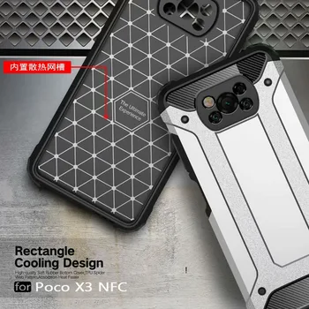 Šarvai Atveju Xiaomi Poco X3 NFC Atvejais Forsted Metalo Paviršiaus Modelis Hibridinis KOMPIUTERIS + atsparus smūgiams Silikoninis Galinio Dangtelio Poco X3 Atveju