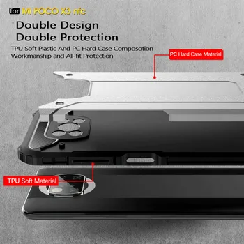 Šarvai Atveju Xiaomi Poco X3 NFC Atvejais Forsted Metalo Paviršiaus Modelis Hibridinis KOMPIUTERIS + atsparus smūgiams Silikoninis Galinio Dangtelio Poco X3 Atveju