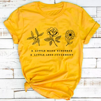 Šiek Tiek Daugiau Gerumo Šiek Tiek Mažiau Sprendimas T-Shirt Stilingas Vasaros Trumpomis Rankovėmis Gėlių Išsaugoti Tha Augalų Viršūnės Citata Mergina Viršūnės