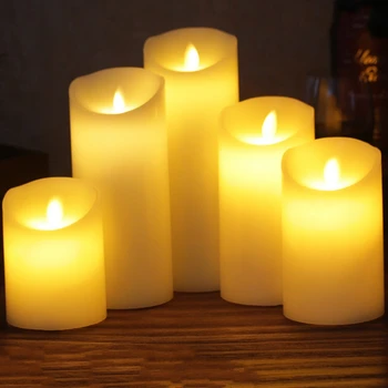 Šiltas Elektroninių LED Flameless Išdrožti Sūpynės Mirgėjimas Modeliavimas Geltona Žvakės Šviesa Vestuves Namų Puošybai HG4946-HG4950