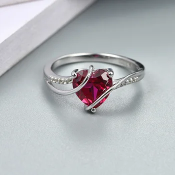 Širdies Formos Ruby 925 Sterlingas Sidabro Žiedas 2.5 Karatų Moterų Meilės Žiedas partijų Vestuvių ir Sužadėtuvių Romantiška Dovana