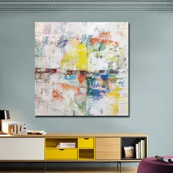 Šiuolaikinė tapyba, dekoratyvinės nuotraukas pigūs aikštės spalvinga drobė spausdina abstrakčios nuotraukos kambarį ir namų dekoro be rėmelio