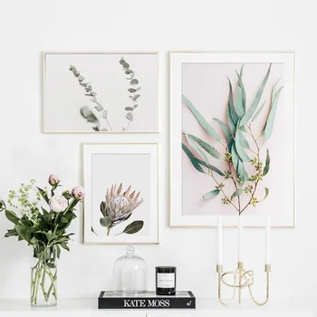 Šiuolaikinės Augalų Lapai Karalius Protea Gėlės Sienos Menas Drobė Nuotraukas Paveikslai, Plakatai ir Spausdina Kambarį Namų dekoro