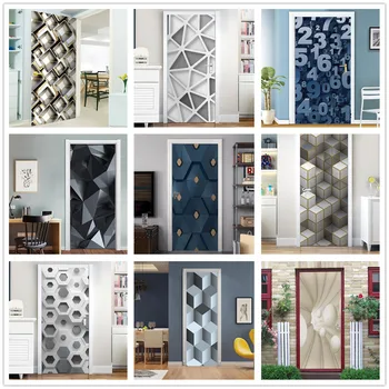 Šiuolaikinės Mados 3D Durų Plakatas-PVC Lipni Tapetai Ant Įėjimo Durų, svetainė, Virtuvė, Miegamasis Namų Dekoro Lipdukai