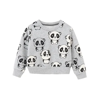 Šokinėja Metrų Gyvūnų Panda Print Kūdikių Marškinėliai Žiemą, Rudenį Merginos Šukuotinės Medvilnės Sporto Drabužiai Berniukams, Mergaitėms, Susagstomi megztiniai