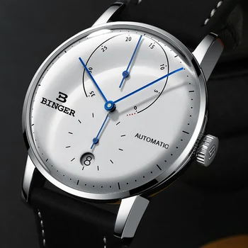 Šveicarija BINGER vyriški Laikrodžiai Prabangos Prekės Sapphire Japonija Mechaninė Automatinė Multi-funkcija Vandeniui Odos Laikrodis B1187-