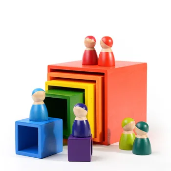 Žaislai Didelis 12Pcs Vaivorykštė Stacker Mediniai Žaislai Vaikams Kūrybos Vaivorykštė Blokai Montessori Švietimo Žaislas Vaikams
