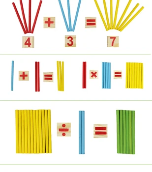 Žaislai Skaičiavimo Lazdelės Švietimo Mediniai Žaislai Statybos Žvalgybos Blokai Montessori Matematikos Medinis Langas Vaikų Dovanų