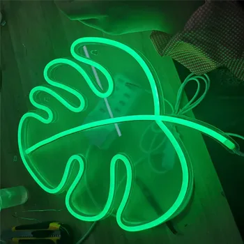 Žalia Lapų Neon Naktį Šviesos Mielas LED Šviesos Neonas Pasirašyti Darželio Marquee Ženklas, Neoninės Šviesos ir Dekoro, Sienų Dekoras Kūdikių Vaikų Miegamasis Pub