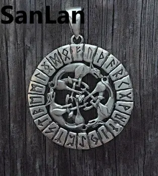Žavesio Wolf Pack karoliai Skandinavijos talismanas jewerly Viking pakabukas Viking Runos Runų SanLan