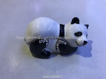 Žavinga Riebalų Panda Bear Emaliuota Pakabukas Lauke w/ Magnetinio Uždarymo Panda Pakabukas Lauke Alavas ir Emalio Gyvūnų Dekoro Lokys Papuošalai