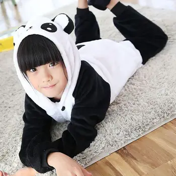 Žiemos Flanelė Šeimos Motina, Tėvas, Vaikai Moterų Panda Gyvūnų pižama Mergina Boy pižama Moteris Gobtuvu Namų Drabužių Kigurimi