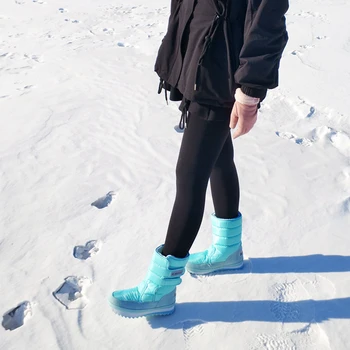 Žiemos šiltos, storos ponios trumpas batus neslidžiais vandeniui sniego medvilnės plokščiadugnis plius